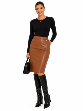 Marc New York-NWT- Carmel Soft Faux-Leather Pencil Skirt